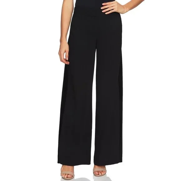 NWT Womens Size 0 0x32 or 2 2x32 Cece Black Velveteen Stripe Wide Leg Pants - Picture 1 of 3